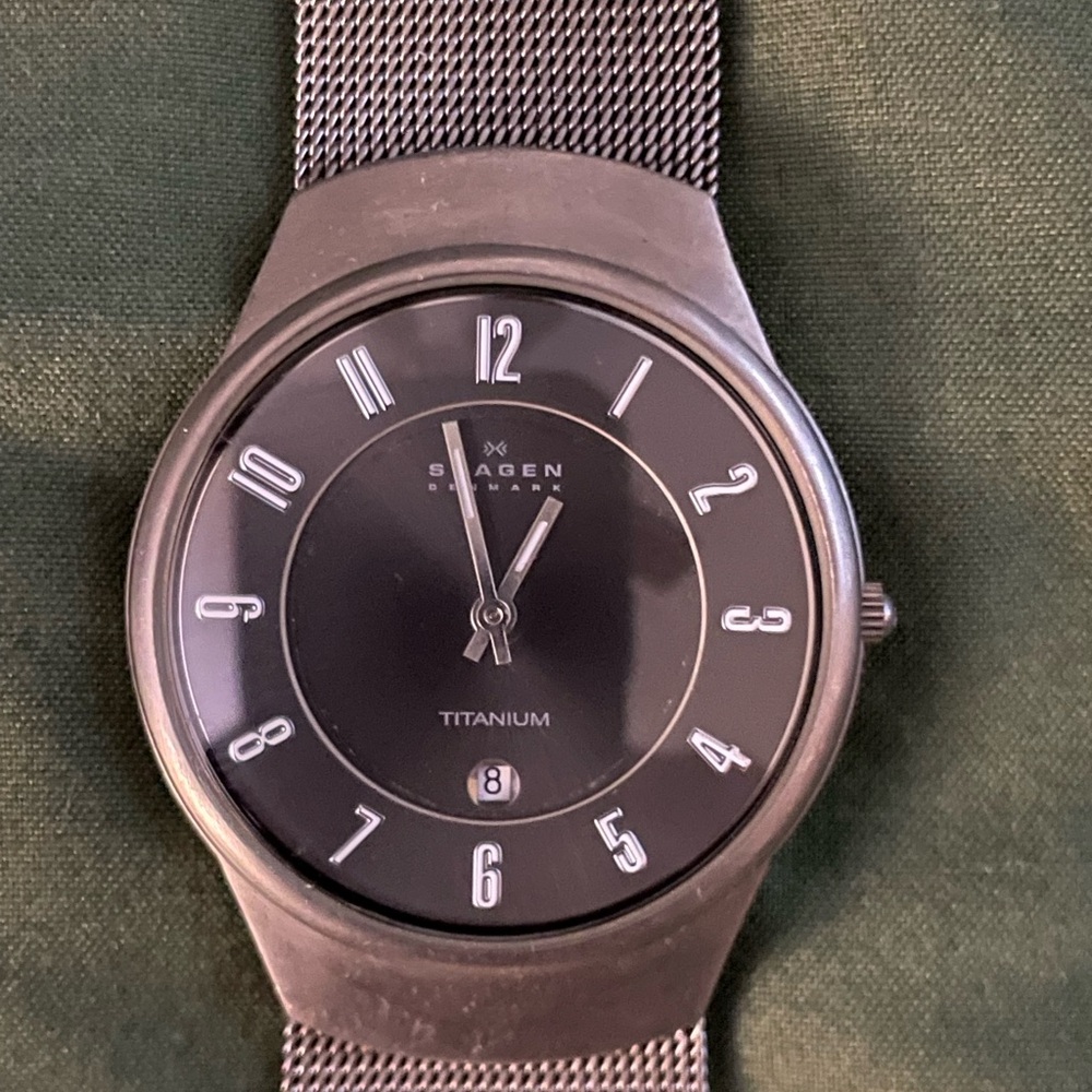 Skagen Black and Silver Titanium Watch